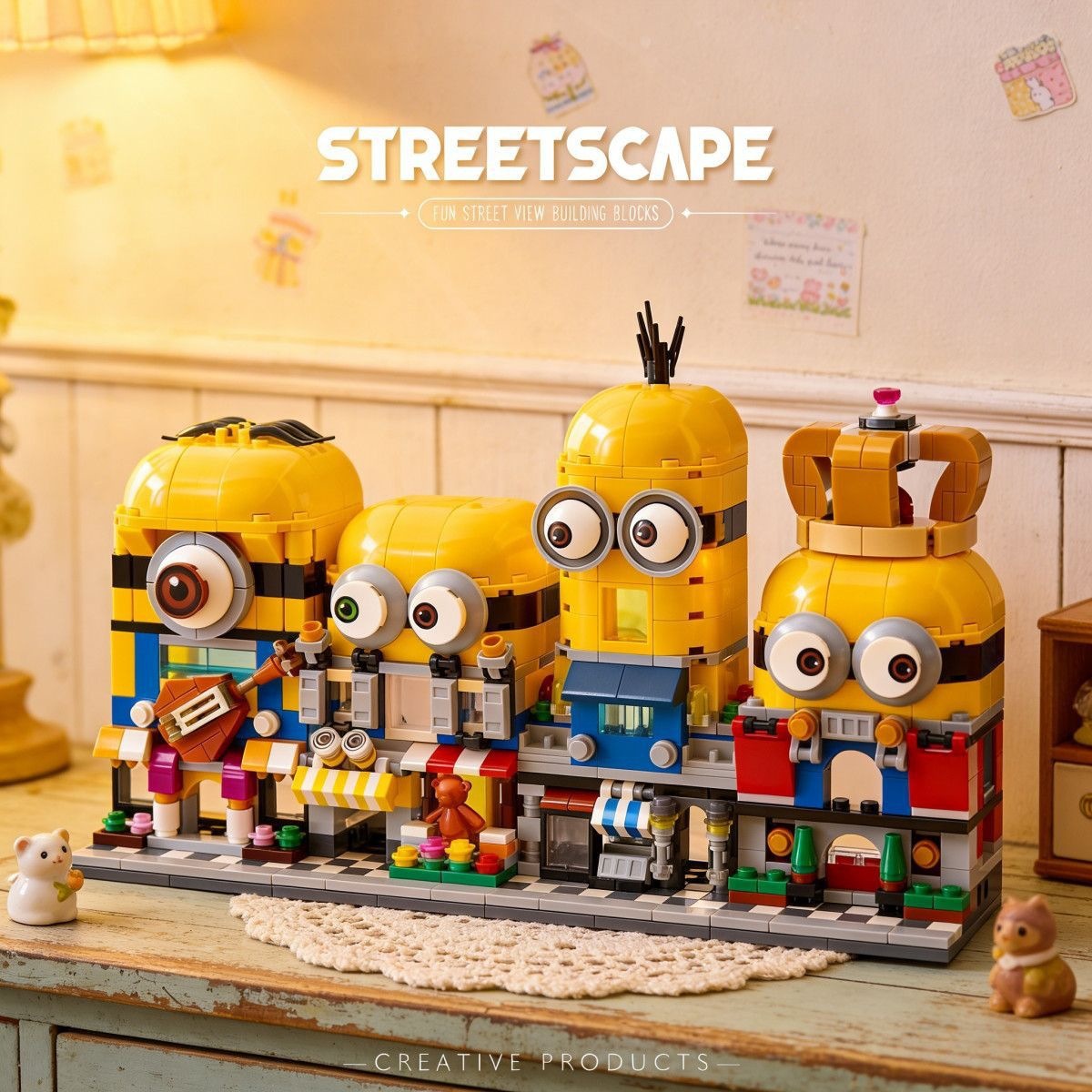 3D Printing Lego - مجموعة مكعبات بناء مينيونز ستريت فيو