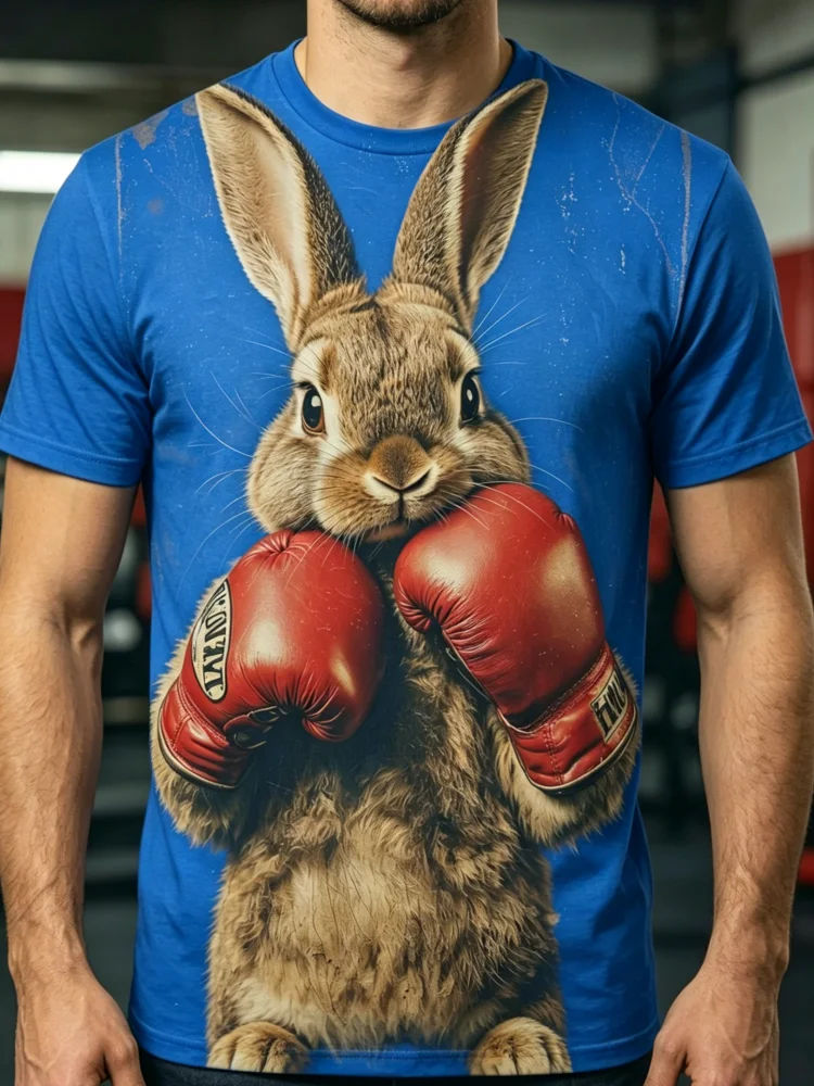 تي شيرت رجالي بطباعة أرنب ثلاث - مراجعة 3D Printing Rabbit وسعره